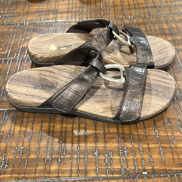 Orthaheel Layla II copper brown croc slides sandals 11 42 - Picture 3 of 8